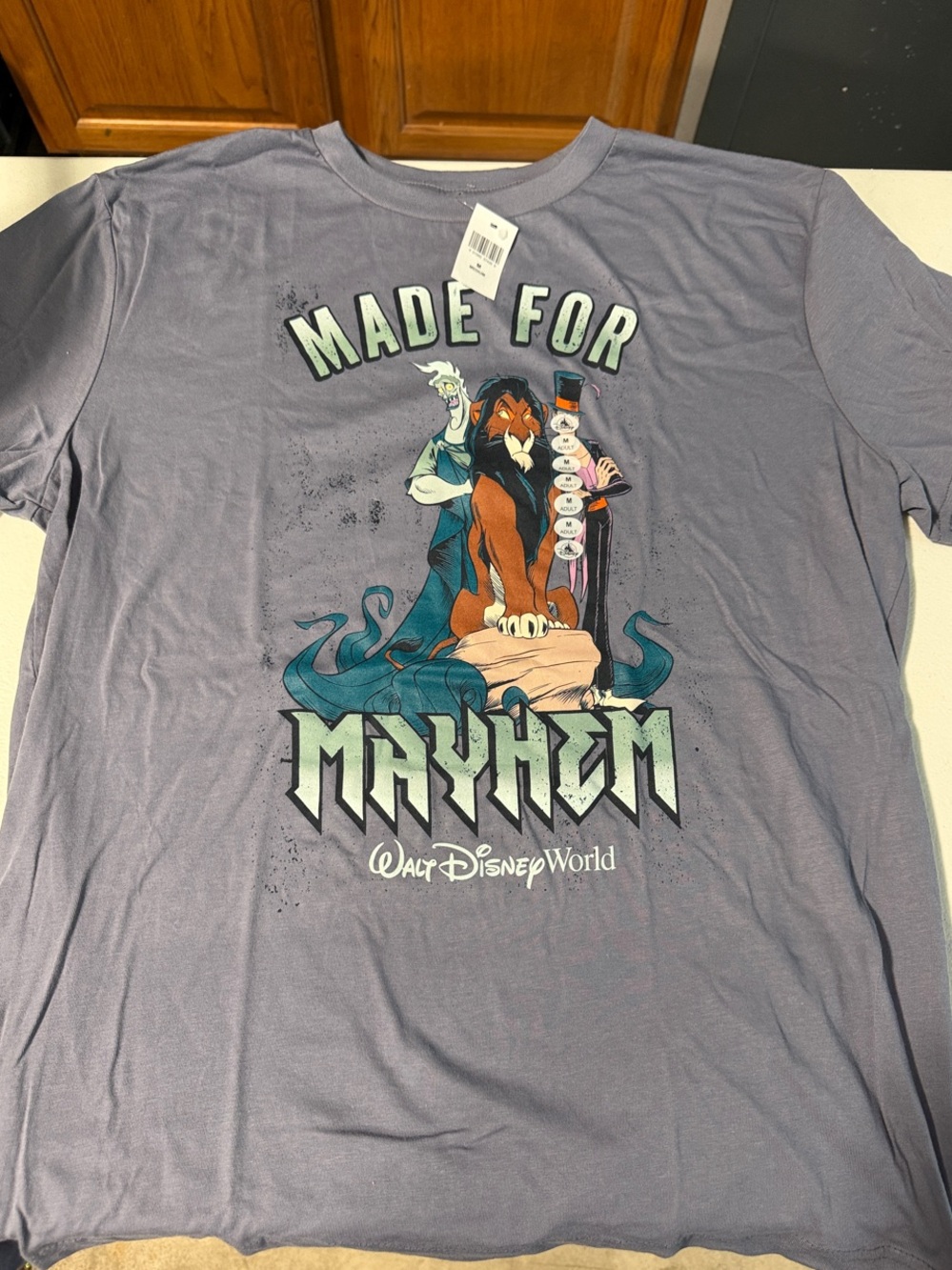 Disney Men's 'Made for Mayhem' Graphic Tee - Lavender Gray with Multicolor Print